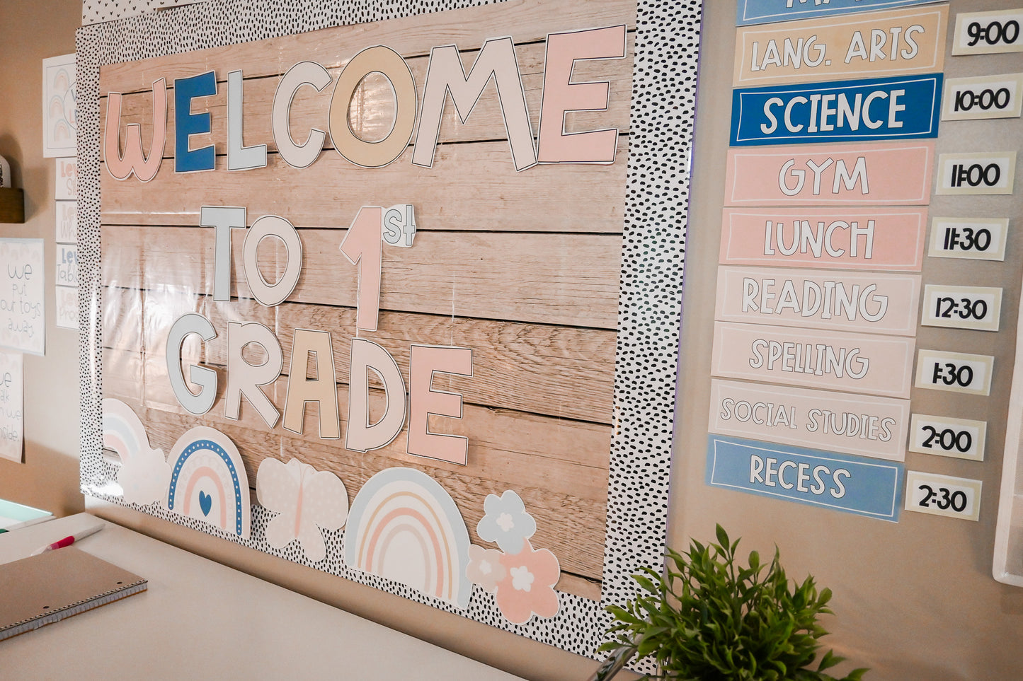 Boho Rainbow Calm Classroom Decor Bundle – Editable, Neutral, and Calming