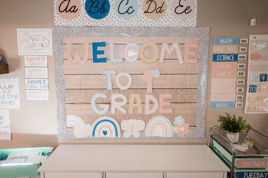 Boho Rainbow Calm Classroom Decor Bundle – Editable, Neutral, and Calming