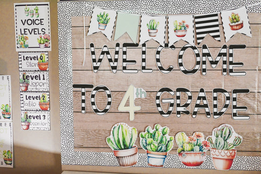 Cactus Classroom Decor Bundle with Editable Pieces, Unique Set