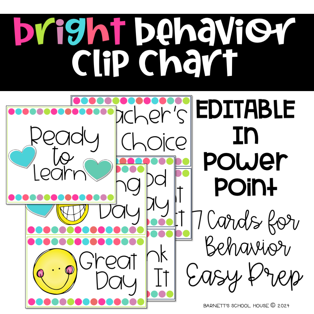 Bright behavior clip chart with colorful design and text on a white background
